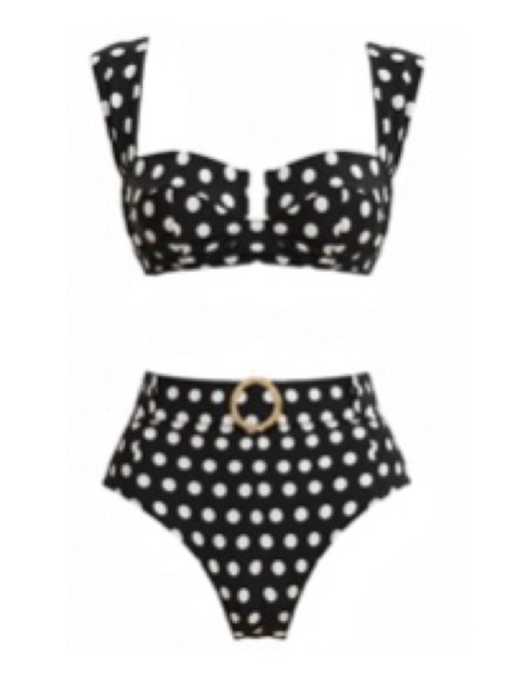 Black & White Polka Dot High-Waist Bikini